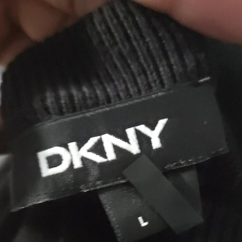 DKNY Black Faux Leather Short Sleeve Sweatshirt - Picture 2 of 8